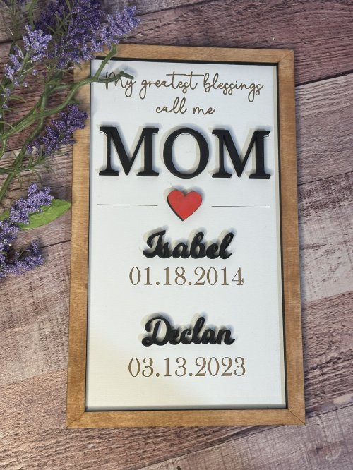 Mothers Day Wood Sign with children&#039;s names 