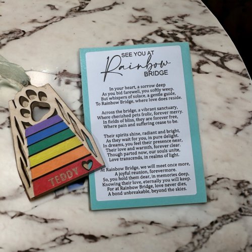 Rainbow Bridge Story card Ornament 