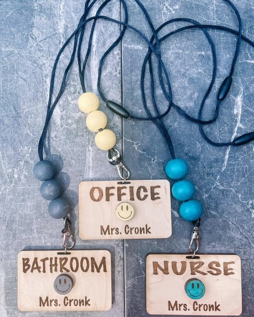 Set of three personalized Landyards, office, nurse and bathroom 